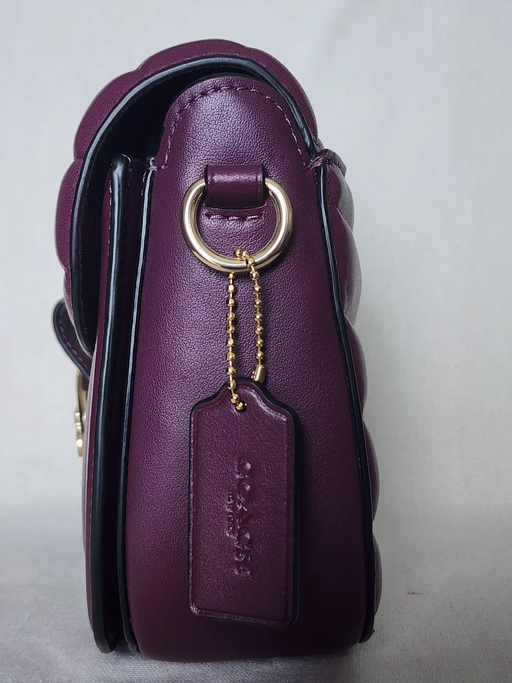 Coach Puffy Quilted Georgie Saddle Crossbody Bag in Rare Boysenberry